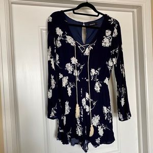 Floral Navy Blue Romper | Etiquette Boutique